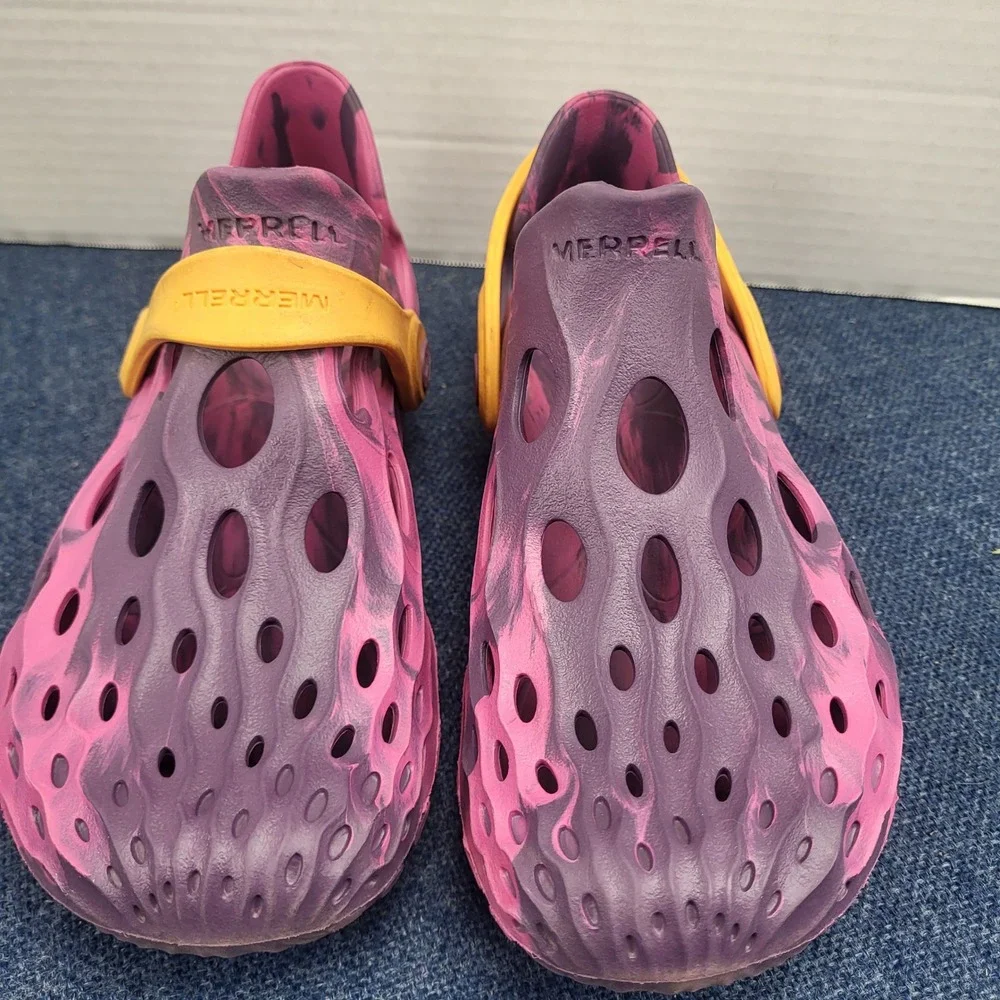 Merrell Hydro Moc Kids Size 2 Marbled Purple Pink Yellow Water Shoes Clogs